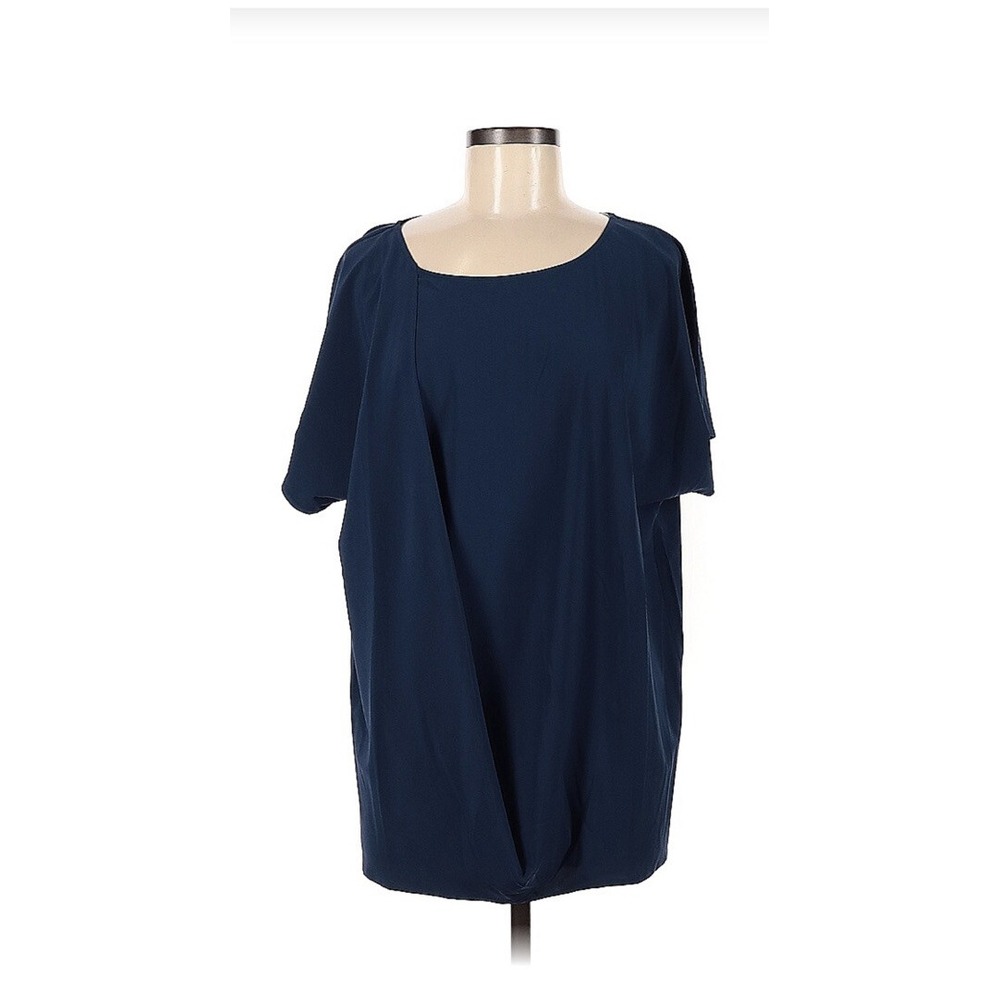 Womens Soft Surroundings navy Blue Dolman Sleeve Pleated Front Shirt Size Medium